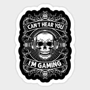 Can't Hear You I'm Gaming Funny Vintage Retro Gamer Gift Headset Sticker